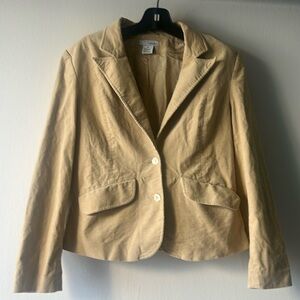HENNES Sz 12 Light Brown Tan Corduroy Blazer Jacket Coat 2-Button Cotton Blend